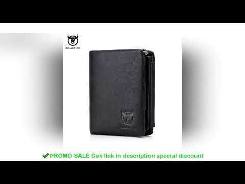 BULLCAPTAIN Brand Leather RFID Retro Wallet Men's Small Zipper Wallet Card Bag Men's Wallet Clutch