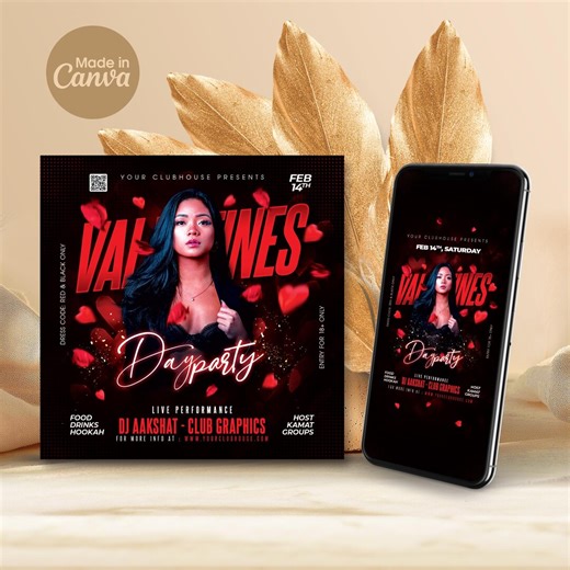 Valentines Day Flyer, Valentine Gift, Canva Template, Club Party, Event Banner, Print Design - Etsy