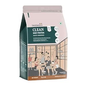 TrueBasics Clean Whey Protein Powder Isolate & Concentrate Blend (Chocolate, 1kg)