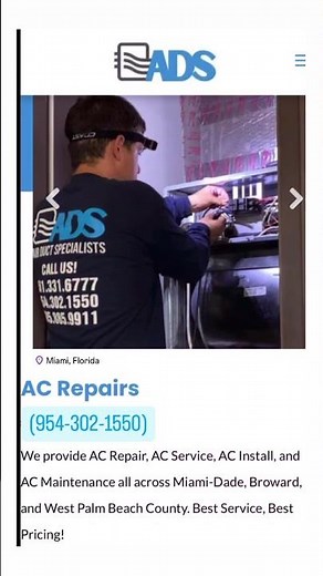 AC Repair Miami Florida South Florida Air Conditioning Repairs and Service. Air Duct Specialists LLC