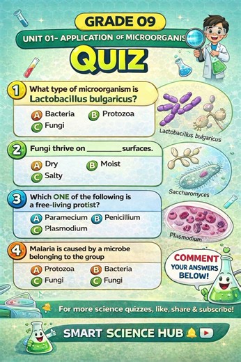 🔬 Grade 09 Science | Unit 01 – Application of Microorganisms | QUIZ 🧫
