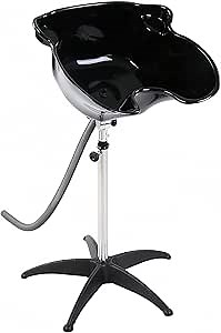 Height Adjustable Portable Shampoo Sink with 270° Rotation, Deep Hair Washing Basin & Drain Hose for Home/Salon - Black