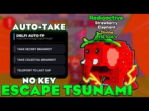 [🌊AUTO-TAKE] Escape Tsunami For Brainrots Script — DUPE SECRET, AUTO-TAKE CELESTIAL,TP TO LAST GAP