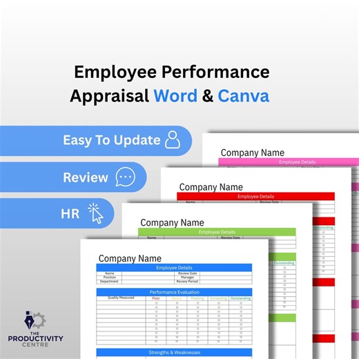 Employee Performance Appraisal Form | Annual Staff Review Template | Docs & Canva Printable | Small Business Performance Review | Assessment - Etsy
