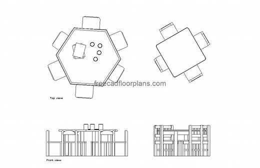 Kindergarten Table and Chairs - Free CAD Drawings
