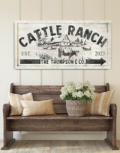 Custom Cattle Ranch Sign, Personalized Farm Ranch Decor, Family Name Established Sign, Farmhouse Wall Decor, Country Living Room Wall Art - Etsy Canada