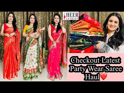 Wedding & Party Wear Special Saree Haul👗Silk/Banarasi/Bandhej/Kanjivaram Saree Review👗Heer Fashion