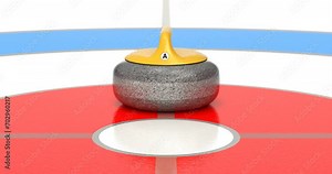 Curling granite stone sliding on ice sheet animation - 3D animation