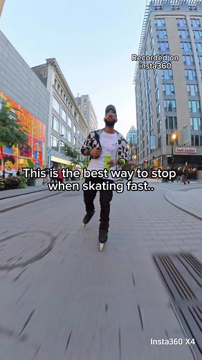 This street almost took me out twice 😅 Would you be embarrassed to fall in public or scared to get hurt? Wait at the end for the Power Slide which is the most balanced way to stop fast captured with Insta360 #rollerblading #streetskating #tips #summertime #skating #montreal #reelsfb #fyp #viral #tiktok | Rollerbearding