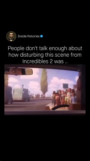 Entertainment & News 🗞️ on Instagram: "Follow(us) @insidehistories for more. This clip highlights one of the most unsettling moments in the film, where the boundary between admiration and obsession becomes dangerously blurred. As Elastigirl waves to her adoring fans from the safety of a car, the upbeat music and bright colors contrast sharply with the realization that the public’s attention can be easily manipulated. The scene takes a chilling turn when a young girl holds up a sign that reads,