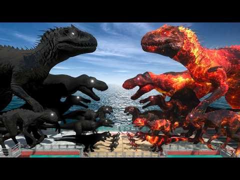 Dinosaurs Bridge Challenge | Shadow Indominus Rex vs Fire I-Rex | Animal Revolt Battle Simulator