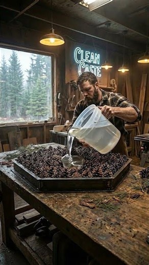 Pine cone Epoxy Table Build #satisfying #epoxy