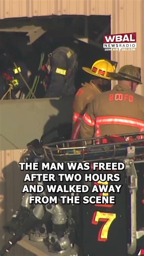 Crews free worker trapped in elevated sand hopper in Cockeysville