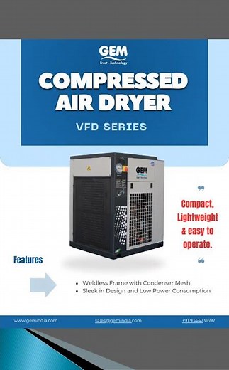 3GR VFD Rotary Compressed Air Dryer | Smart, Reliable & Energy-Saving Drying by GEM