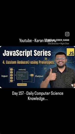 custom reduce() function in Javascript using prototypes #shorts #ytshorts #Javascript #prototypes