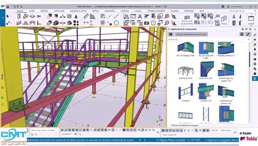 🏗️ Nouvelle Session de Formation – Tekla Structures Niveau 1 2 🎓 Organisée par : CMT Training 🧰 Logiciel : Tekla Structures 2025 🕒 Durée : 30 heures 📍 Modalités : En ligne 💻 & Présentiel 🏫 📑 Centre de formation agréé : N° 21-280-20 🎯 Objectif de la formation: Apprenez à modéliser en 3D une structure métallique complète avec Tekla Structures. Vous serez capable de concevoir, assembler et documenter vos projets professionnels incluant : ✅Charpente métallique ✅Plancher ✅Escalier métallique