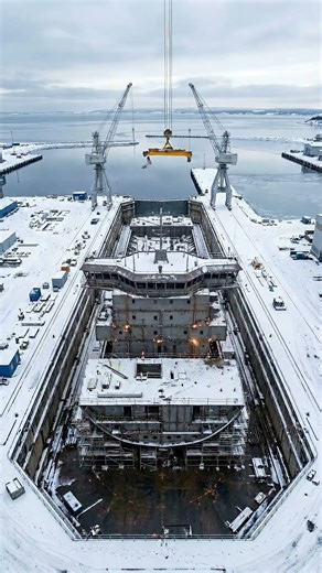 Ship Launch Reborn: Crane Magic in Snow