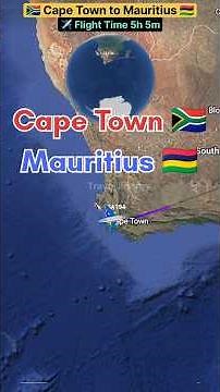 Cape Town 🇿🇦 to Mauritius 🇲🇺 flight Route Direct flight ✈️ operator by South African Airways