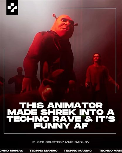 TECHNO MANIAC | techno music, news, raves on Instagram: "Shrek went on the road to techno and you have to see this.💀 Pinocchio’s on the decks dropping the iconic Blade track and suddenly, Shrek and his crew roll up, geared up properly in all black, ready to take over the Duloc Techno Castle dance floor. You can tell they’ve got that energy like they’re about to absolutely wreck the floor. And yeah, they do. A full-on dance battle erupts with Lord Farquaad and his knights trying to keep up, but 