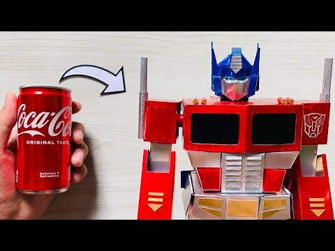 Homemade Transforming Optimus Prime G1 using Soda Cans