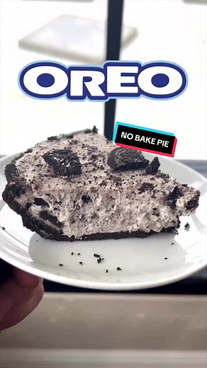 No Bake Oreo Pie . -1 cup heavy whipping cream -1/4 cup sugar -12 crushed Oreos -Oreo pie crust 1. Add the heavy whipping cream to a bowl and beat it with an electric mixer until it thickens and doubles in size. 2. Mix the sugar and crushed Oreos with the cream to make the filling. 3. Spread the filling on top of an Oreo pie crust. 4. Refrigerate or freeze until the filling is thick and sets. . #oreopie #pierecipe #nobakeddessert #nobake #desserttiktok #dessert #desserts