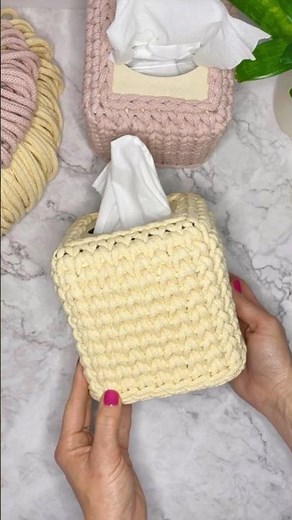 New Crochet Tutorial! DIY Tissue Box Cover✨ #crochetpatterns #crochetbasket #crochetutorial