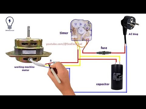 washing machine motor with a timer and capacitor wirnig diagram | branchement moteur machine à laver