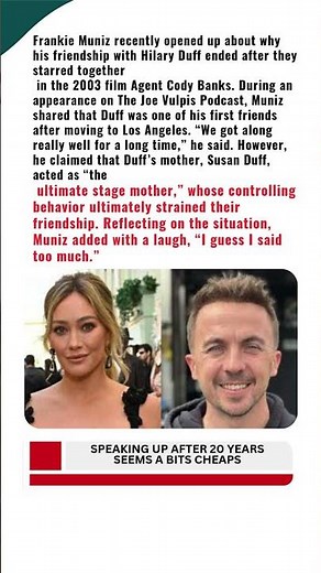 Frankie Muniz Says Susan Duff Strained His Friendship with Hilary