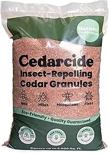 Cedarcide Original Cedar Granules – Flea, Tick, Mosquito & Spider Repellent for Yard, Lawn, Patio & Garden – Outdoor Insect Control – for Use Around Pets, Kids & Family (8 lb Covers 3,500 sq ft)