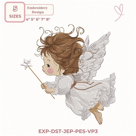 Angel Embroidery Design, Sweet Baby Angel, Guardian Angel Embroidery Design, Baby Nursery. 5 Sizes, Dst,des, Exp, Jep, Vp3 - Etsy