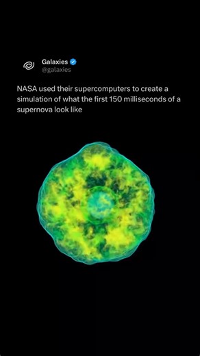 Galaxies on Instagram: "What does a supernova look like? This visualization simulates the first 150 milliseconds of a supernova. As the star collapses in on itself, hot gas emits from its core in uneven shock waves. Researchers use computer simulations like this to more accurately understand the events of a dying star. Credit: NASA/CalTech/Brian Grefenstette/Christian Ott"