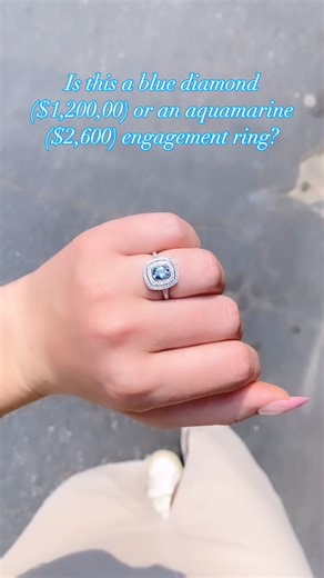 Blue diamond or blue aquamarine?💙#diamond #aquamarine #bluediamond #engagementring #jewelry #explorepage #reel | Estate Diamond Jewelry