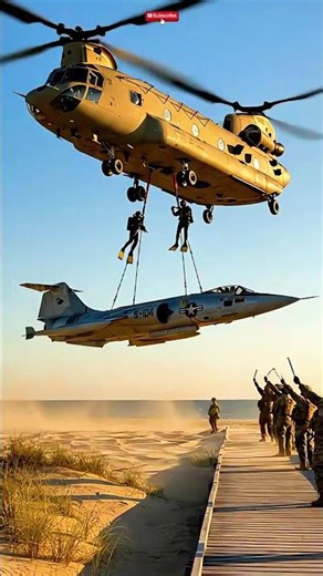 Unbelievable precision: Starfighter passes below a #military #training #chinook #shorts #fyp