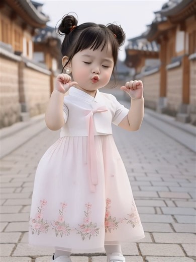 Super Cute AI Baby Dancing in Traditional Korean Style