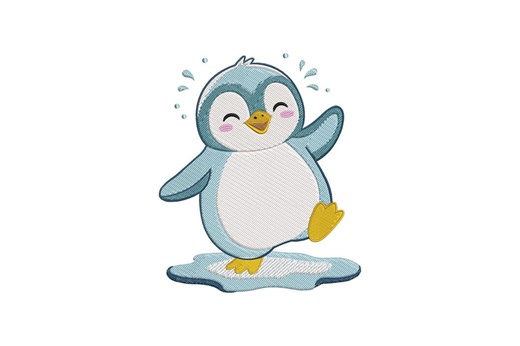 Splashing Penguin Machine Embroidery Design, Happy Winter Animal Pattern, Instant Download - Etsy