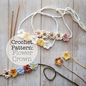 Crochet Flower Crown Pattern Adjustable Headband (PDF Download) - Etsy