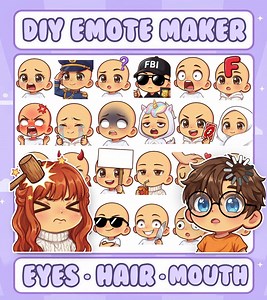DIY Emote Maker Pack: Custom Twitch Emotes Templates | 50 Bases + Hair, Eyes, Mouths | No Drawing Needed | Discord Chibi Character Creator - Etsy Canada