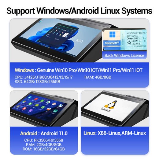 11.6inch Windows Till Cash Machine PC Square Terminal Queue Management Pos Point of Sale System Coffee Pos Terminal with Printer