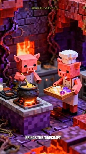 Mini Nether Kitchen #miniature #miniatureworld #minecraft #shorts