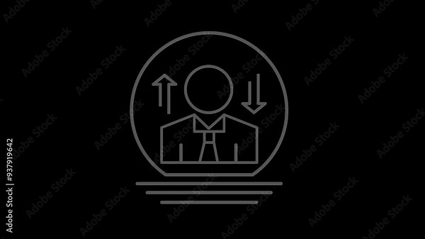 Upload and download user icon or male profile picture. download and upload image icon for website or application. outline up and down arrow. 2d animated video clip. 4k size without background.