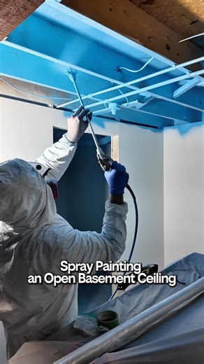 Spray Painting an Open Basement Ceiling🏡