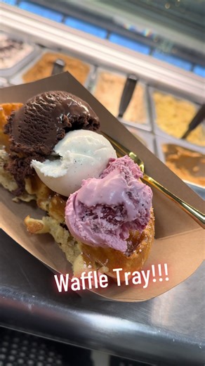 Waffle Tray!! Waffle and Scoops!! 😋 Only at Gelato Tavern in Buckeye!! #gelato #gelatocafe
