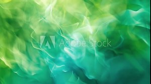Abstract image featuring fluid, smoke-like patterns in shades of green and blue. The soothing blend of colors creates a serene and calming visual effect, suggesting motion and tranquility.