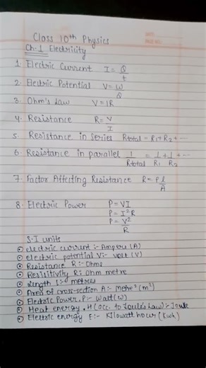 Electricity Formulas class 10th #formulas #physics #class10thboards #electricity