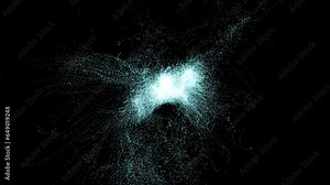 Blue particles exploding on transparent background. 4K video with alpha channel (the black background is transparent)