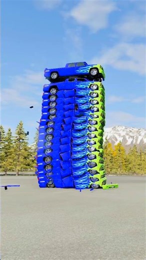 Cars Falling Crash Test BeamNG Drive Shorts 🌈