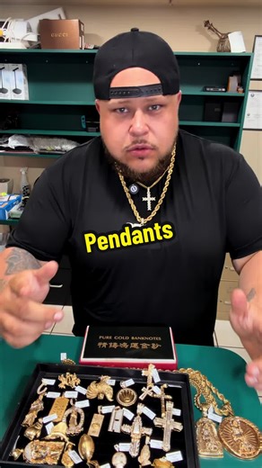 People have been asking to see our pendants. If you see something you like text us ✅ With a screenshot of what you want. #gold #pendant #jewelrybusiness #pawnshop #gold