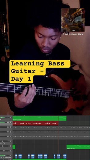 Learning Bass Guitar Day 1 #bass #bassguitar #rap #hiphopproduction