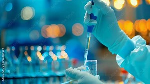 A researcher uses a pipette in a laboratory setting, illustrating precision and innovation in scientific research and discovery. Taking medical tests and getting a result. Chemical reagents in a flask