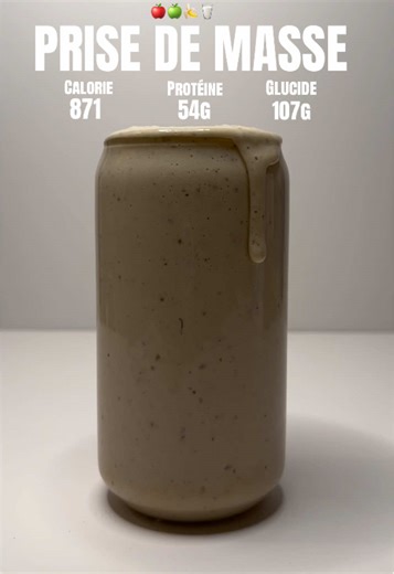 1x pomme 1x grosse banane 50g avoine 25g amande 30g whey 100g fromage blanc 3% 350ml lait demi écrémé Adapte les doses en fonction de ton objectif. #prisedemasse #pdm #recetteprisedemasse #gymtok #gomuscu